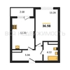 1-комнатная квартира, 36.98кв.м - изображение 1