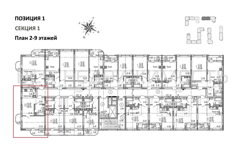 1-комнатная квартира, 39.14кв.м - изображение 1