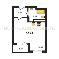 квартира-студия, 30,48кв.м. квартира-студия, 30,48кв.м. - изображение 1