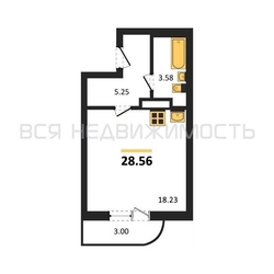 квартира-студия, 28,56кв.м. квартира-студия, 28,56кв.м. - изображение 1