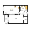 1-комнатная квартира, 45.93кв.м - изображение 1