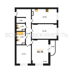 3-комнатная квартира, 81.74кв.м - изображение 1