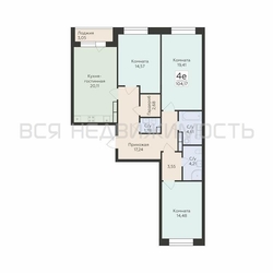 3-комнатная квартира, 104.17кв.м 3-комнатная квартира, 104.17кв.м - изображение 1