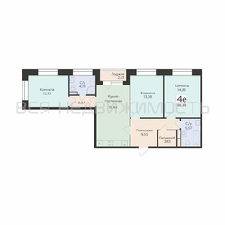 3-комнатная квартира, 86.89кв.м 3-комнатная квартира, 86.89кв.м - изображение 1