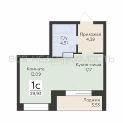 квартира-студия, 29,93кв.м. квартира-студия, 29,93кв.м. - изображение 1
