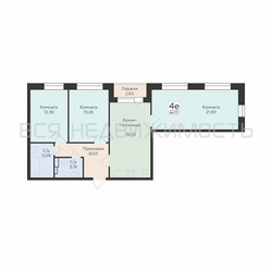 3-комнатная квартира, 84.72кв.м 3-комнатная квартира, 84.72кв.м - изображение 1