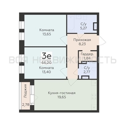 2-комнатная квартира, 66.2кв.м - изображение 1