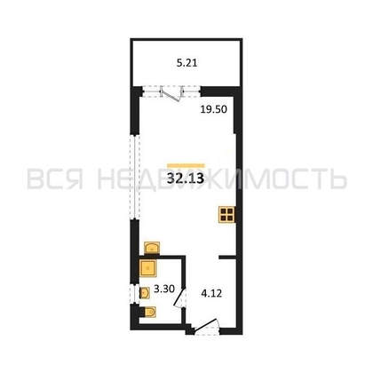 квартира-студия, 32,13кв.м. квартира-студия, 32,13кв.м. - изображение