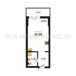 квартира-студия, 31,03кв.м. квартира-студия, 31,03кв.м. - изображение 1