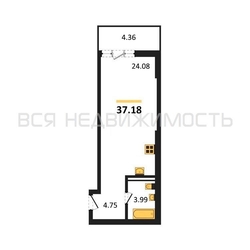 квартира-студия, 37,18кв.м. квартира-студия, 37,18кв.м. - изображение 1