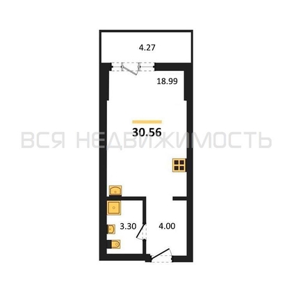 квартира-студия, 30,56кв.м. - изображение