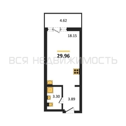 квартира-студия, 29,96кв.м. квартира-студия, 29,96кв.м. - изображение 1