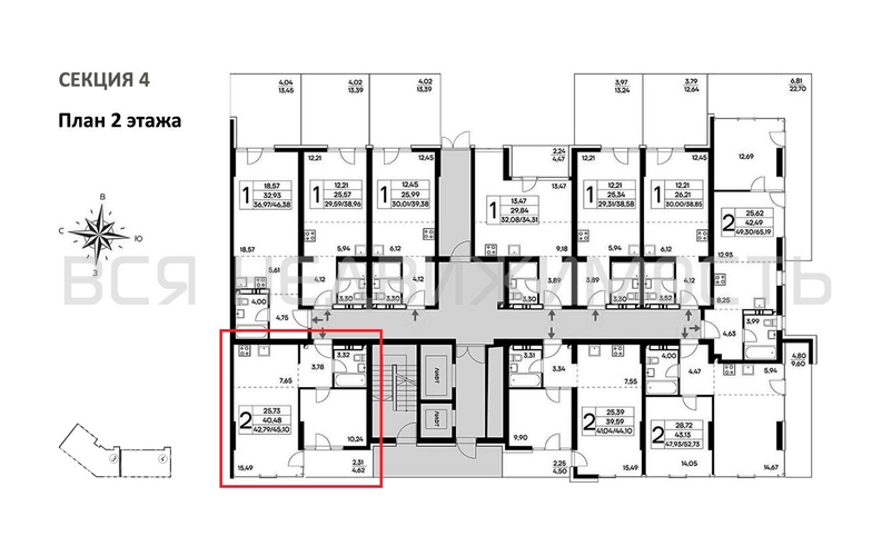 1-комнатная квартира, 45.1кв.м - изображение 1