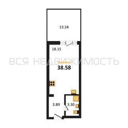 квартира-студия, 38,58кв.м. - изображение 1