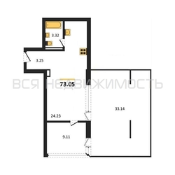1-комнатная квартира, 73.05кв.м - изображение 1