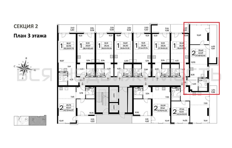 1-комнатная квартира, 52.46кв.м - изображение 1