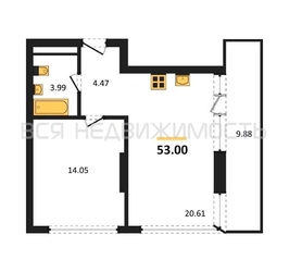 1-комнатная квартира, 53кв.м - изображение 1