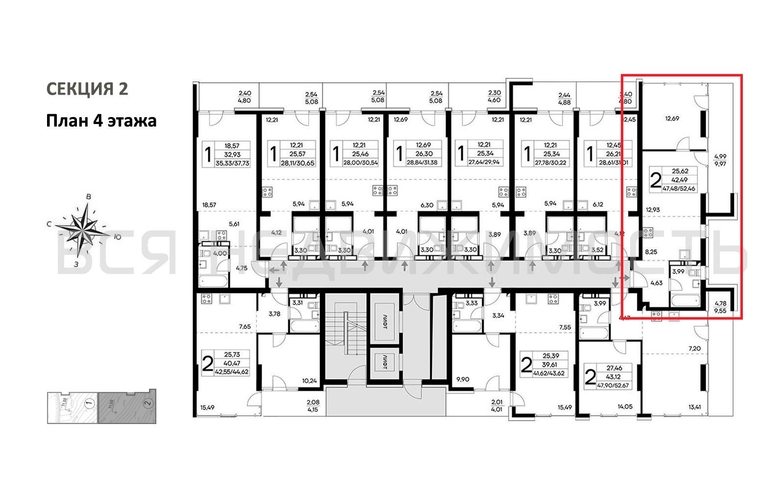 1-комнатная квартира, 52.46кв.м - изображение 1