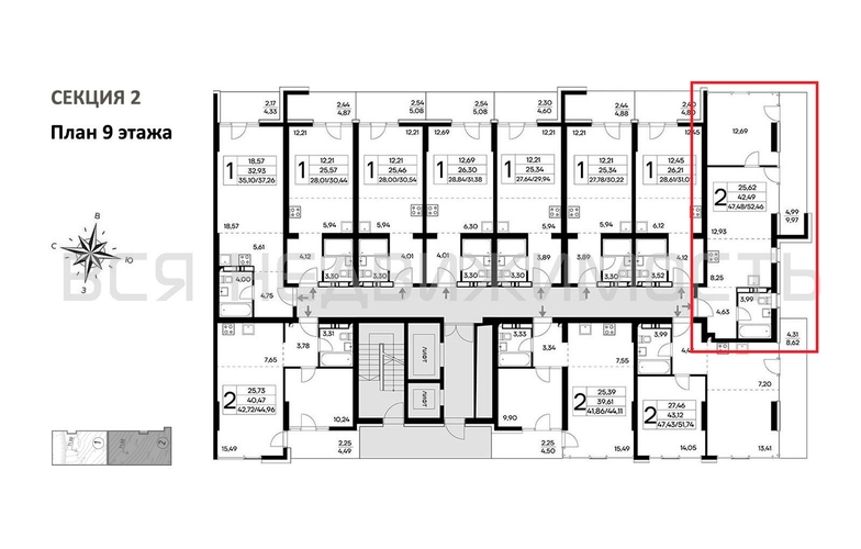 1-комнатная квартира, 52.46кв.м - изображение 1