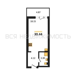 квартира-студия, 30,44кв.м. квартира-студия, 30,44кв.м. - изображение 1