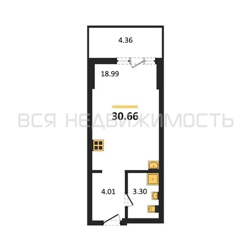 квартира-студия, 30,66кв.м. - изображение 0