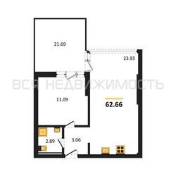 1-комнатная квартира, 62.66кв.м 1-комнатная квартира, 62.66кв.м - изображение 1