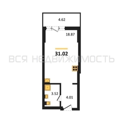 квартира-студия, 31,02кв.м. квартира-студия, 31,02кв.м. - изображение 1