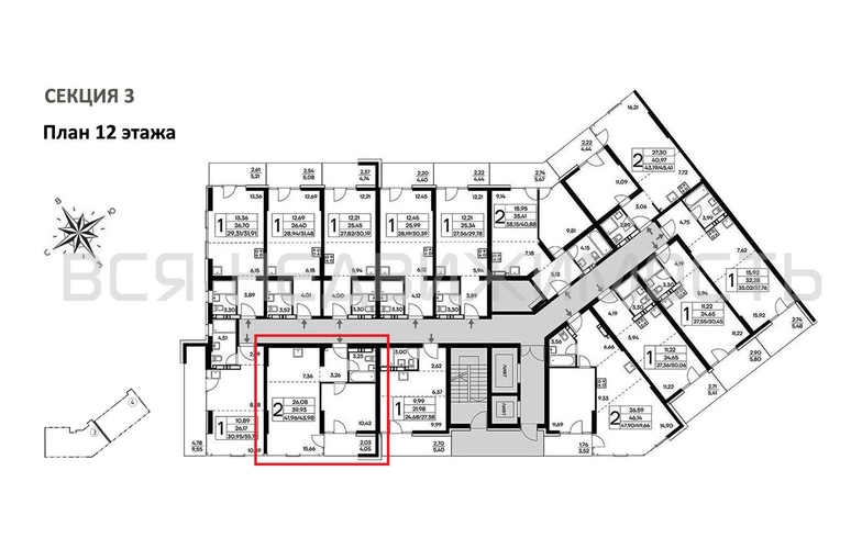 1-комнатная квартира, 43.98кв.м - изображение 1