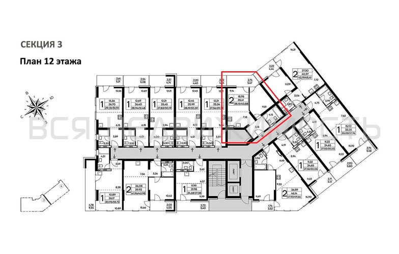 1-комнатная квартира, 40.88кв.м - изображение 1