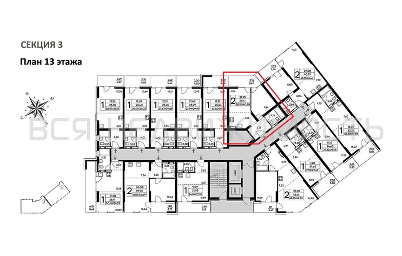 1-комнатная квартира, 40.88кв.м - изображение 1