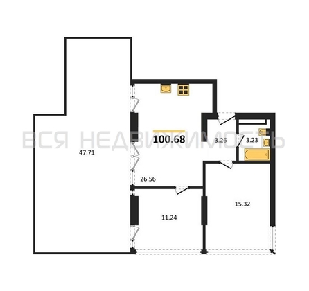 2-комнатная квартира, 100.68кв.м - изображение