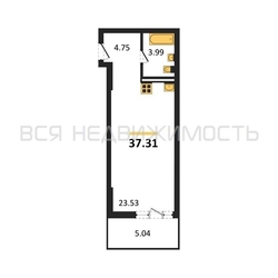 квартира-студия, 37,31кв.м. квартира-студия, 37,31кв.м. - изображение 1