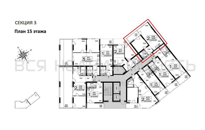 1-комнатная квартира, 45.33кв.м - изображение 1