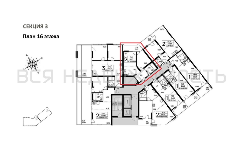 1-комнатная квартира, 40.98кв.м - изображение 1
