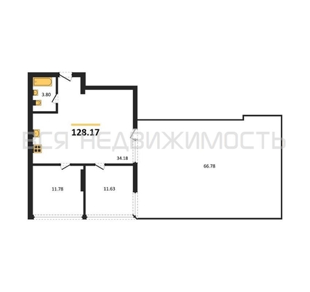 2-комнатная квартира, 128.17кв.м - изображение