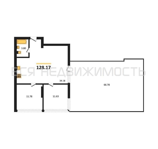 2-комнатная квартира, 128.17кв.м - изображение 0