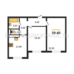 2-комнатная квартира, 59.4кв.м - изображение 1