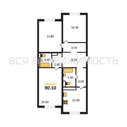 3-комнатная квартира, 90.1кв.м - изображение 1