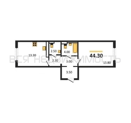 1-комнатная квартира, 44.3кв.м - изображение 1