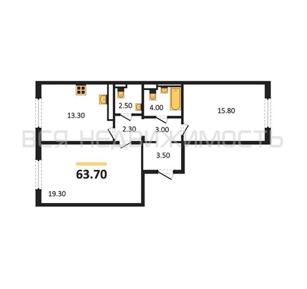 2-комнатная квартира, 63.7кв.м - изображение