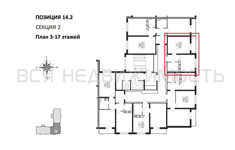 1-комнатная квартира, 34.9кв.м - изображение 1