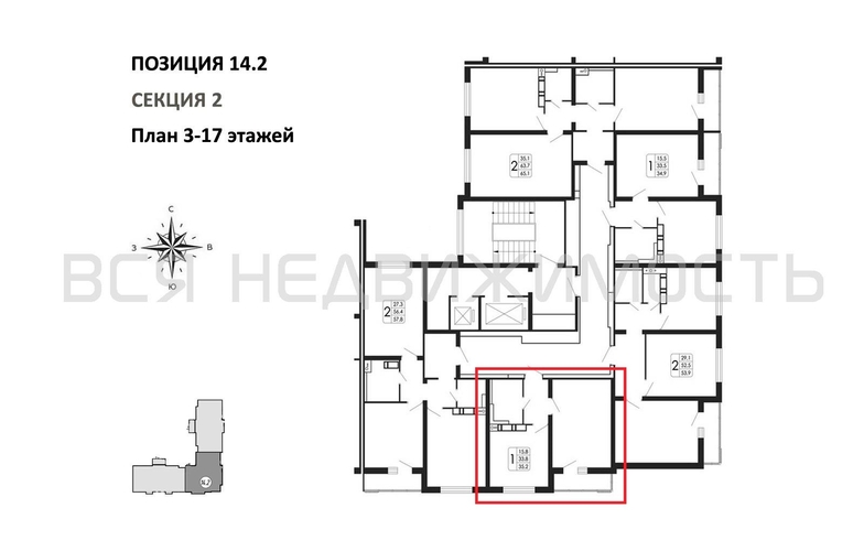 1-комнатная квартира, 35.2кв.м - изображение 1