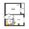 1-комнатная квартира, 34.9кв.м - изображение 1