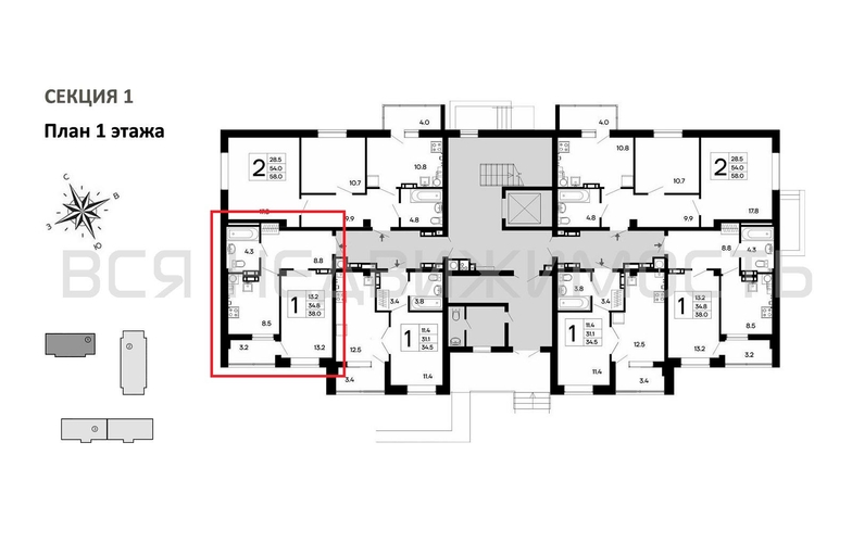 1-комнатная квартира, 38кв.м - изображение 1