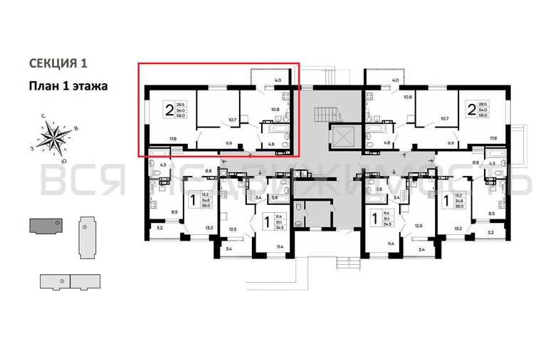 2-комнатная квартира, 58кв.м - изображение 1