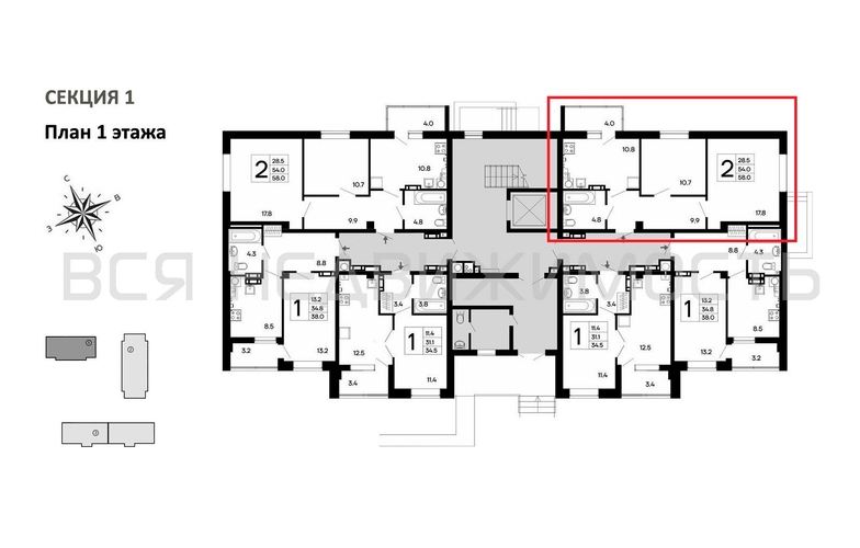 2-комнатная квартира, 58кв.м - изображение 1