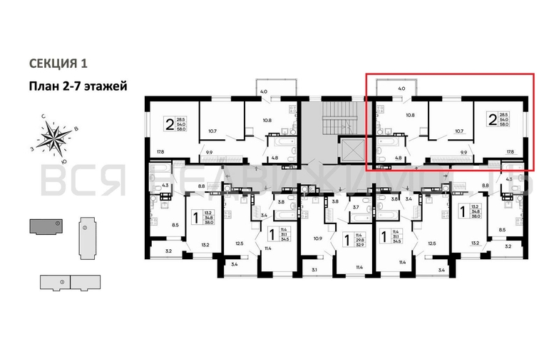2-комнатная квартира, 58кв.м - изображение 1