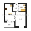 1-комнатная квартира, 34.5кв.м - изображение 1 1-комнатная квартира, 34.5кв.м - изображение 1