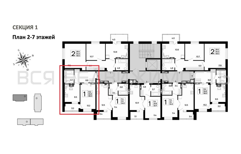 1-комнатная квартира, 38кв.м - изображение 1