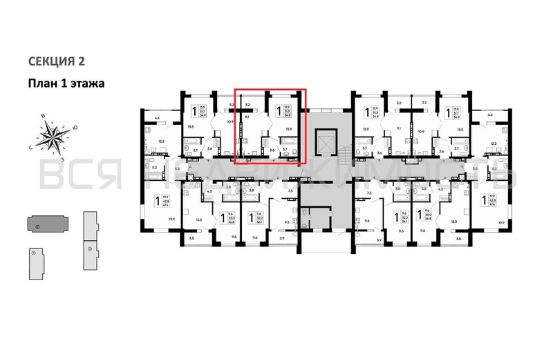 1-комнатная квартира, 34.5кв.м - изображение 1